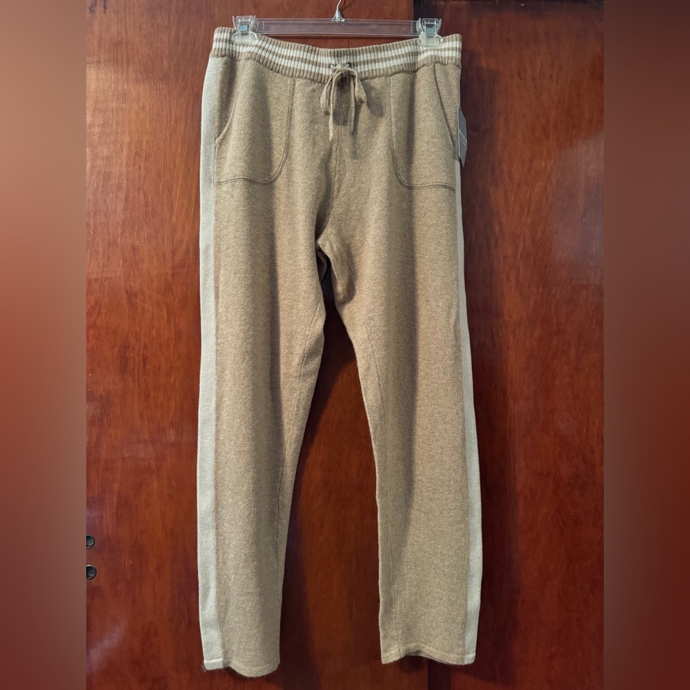NWT Athleta cashmere tan jogger with off white racing stripe.  Size -XL $90.00